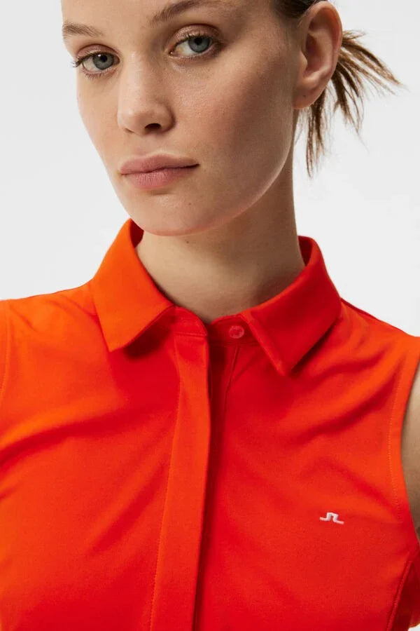 J.Lindeberg Dena Sleeveless Top Tangerine Tango - Epic Golf