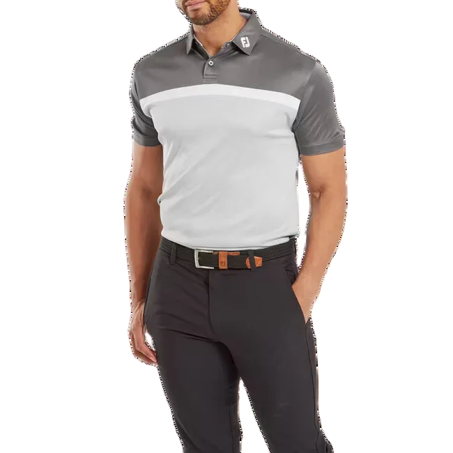 Footjoy Męska Koszulka Polo Golfowa Colour Block Szary - Epic Golf