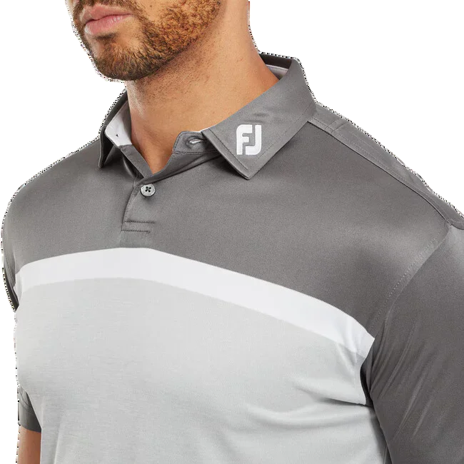Footjoy Męska Koszulka Polo Golfowa Colour Block Szary - Epic Golf