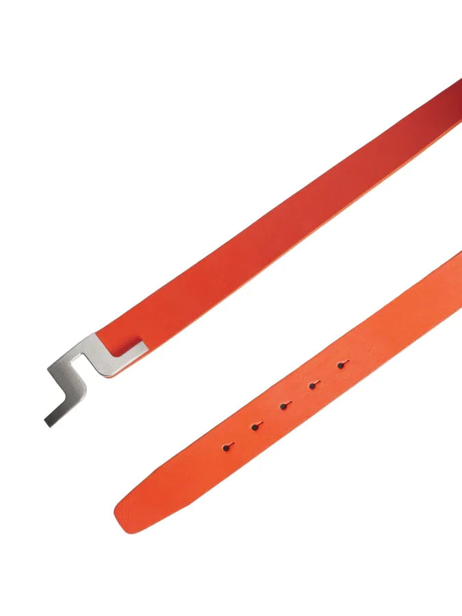 J.Lindeberg Bridger Leather Belt Tangerine Tango - Epic Golf