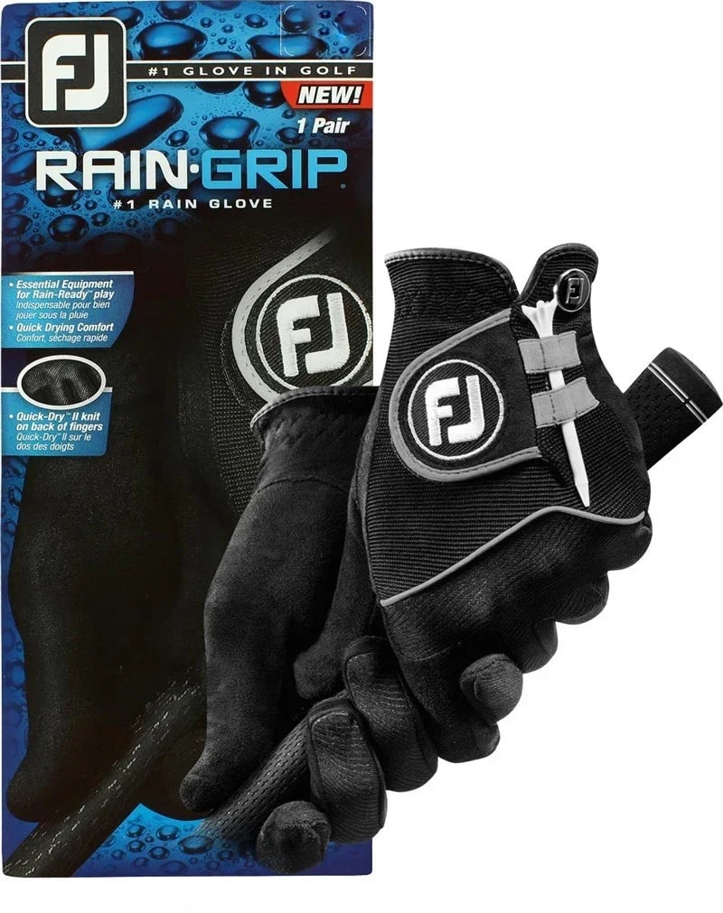 Footjoy Męskie Rękawiczki Rain Grip Czarne, Para - Epic Golf