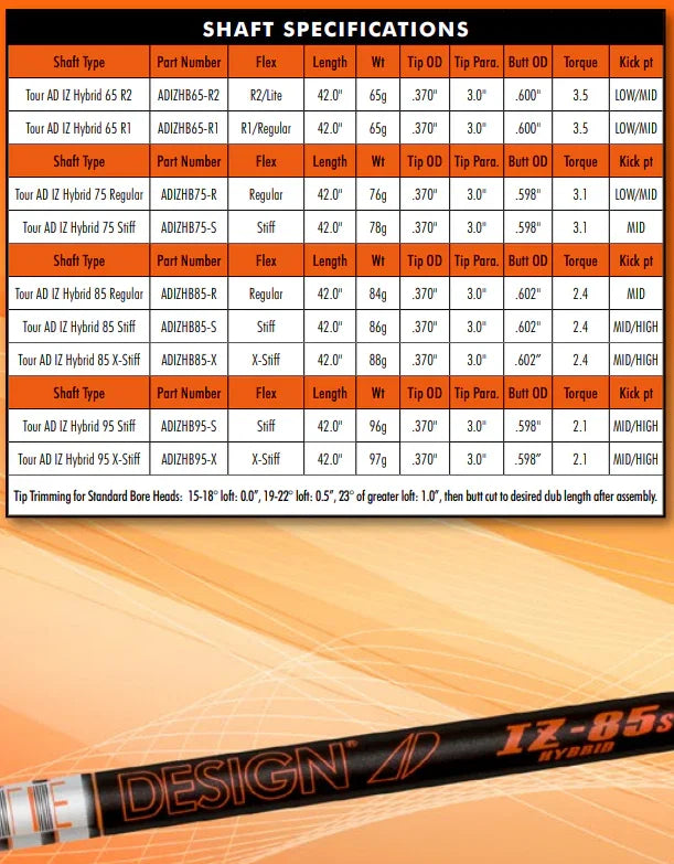 Graphite Design Tour AD IZ-65 Hybrid Shaft - Epic Golf