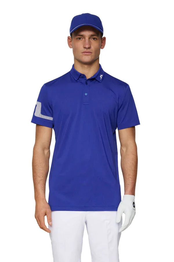 J. Lindeberg Męskie Polo Heath Strike Clematis Blue