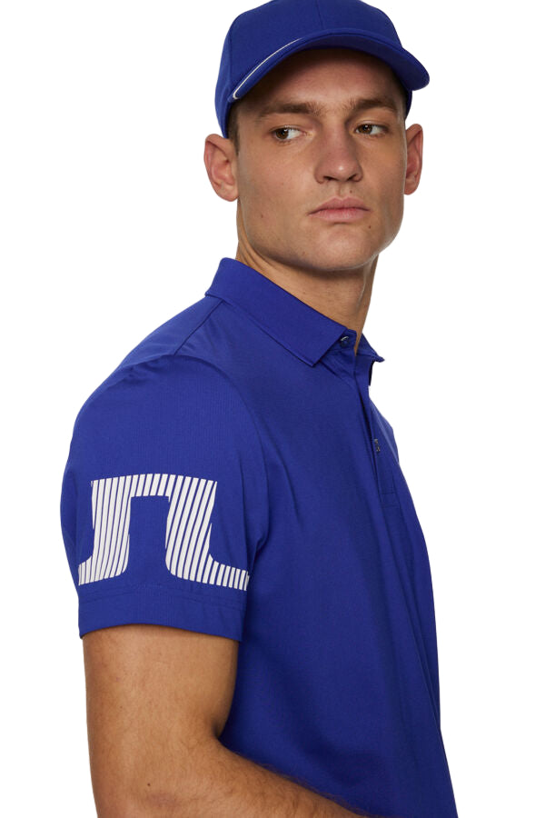 J. Lindeberg Męskie Polo Heath Strike Clematis Blue