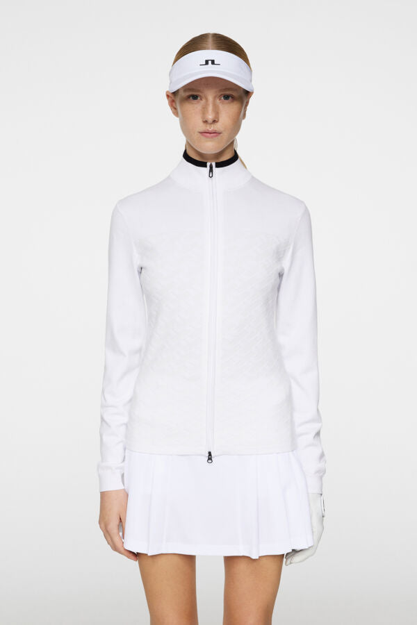 J. Lindeberg Damski Sweter Anna Knitted Zip White