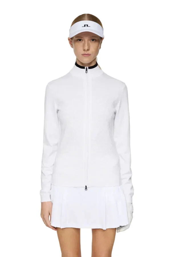 J. Lindeberg Damski Sweter Anna Knitted Zip White