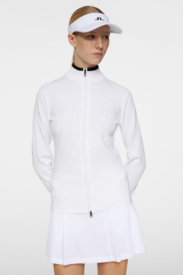 J. Lindeberg Damski Sweter Anna Knitted Zip White