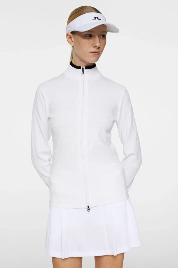 J. Lindeberg Damski Sweter Anna Knitted Zip White