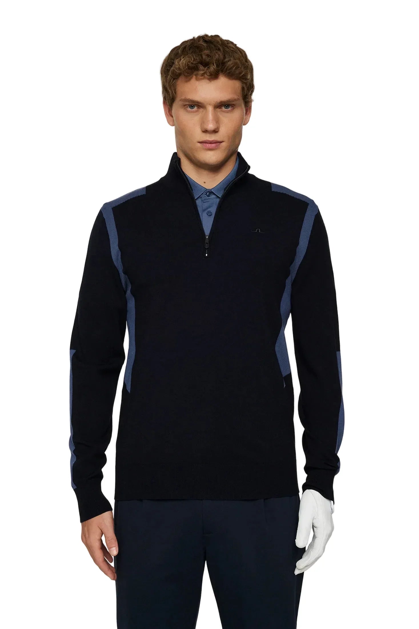 J.Lindeberg Męski Sweter Kendrick Knitted Zip Granatowy - Epic Golf