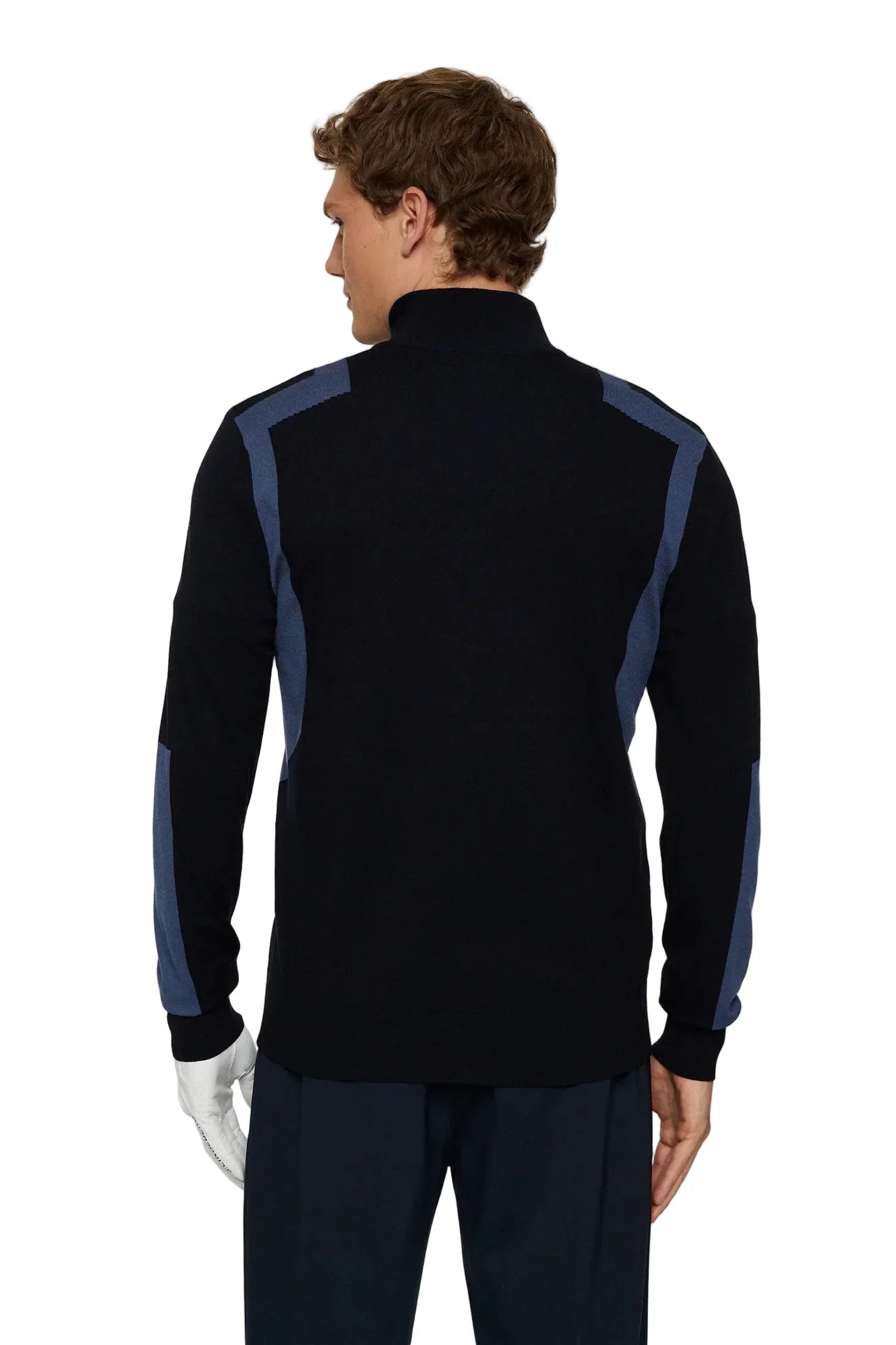 J.Lindeberg Męski Sweter Kendrick Knitted Zip Granatowy - Epic Golf