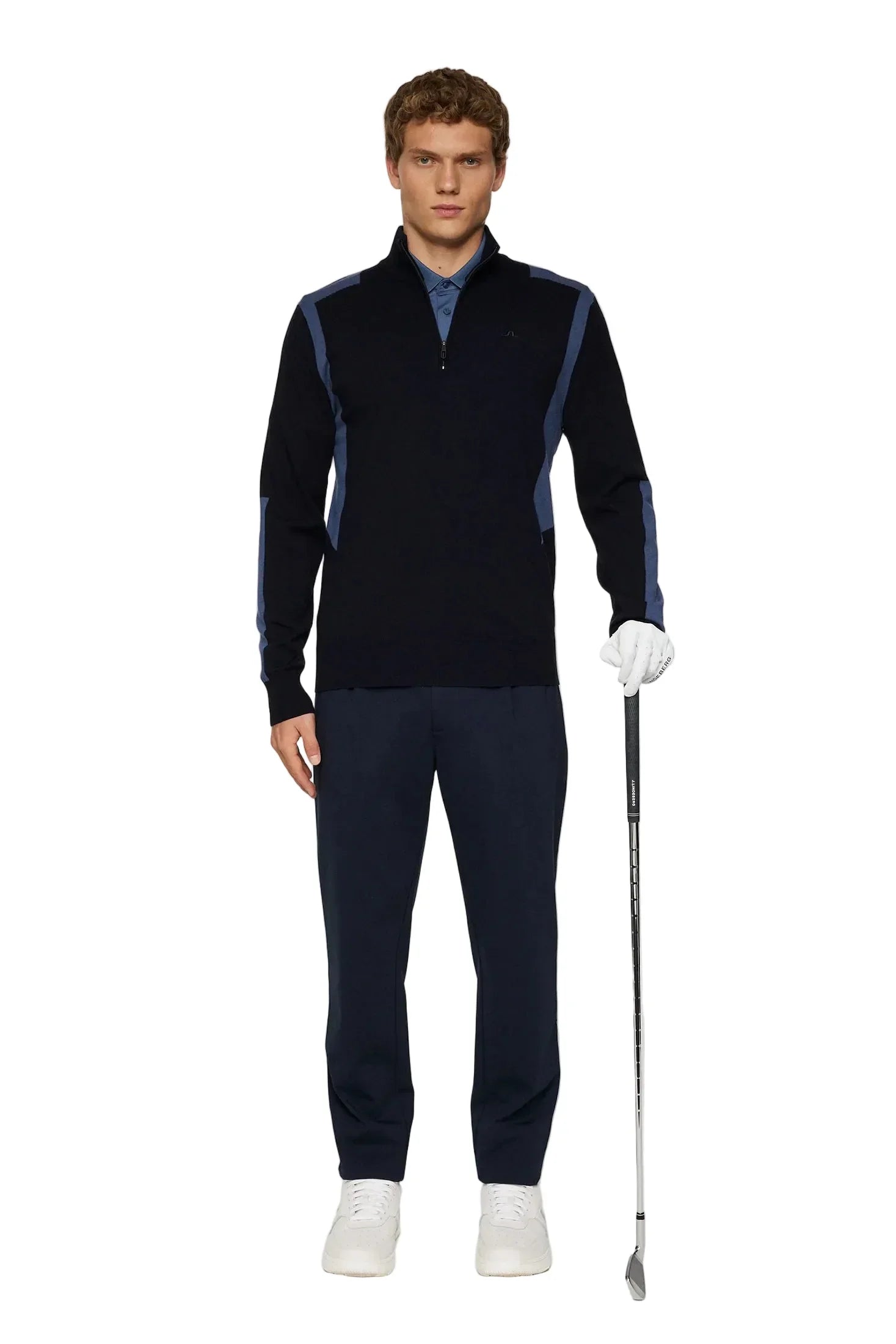 J.Lindeberg Męski Sweter Kendrick Knitted Zip Granatowy - Epic Golf