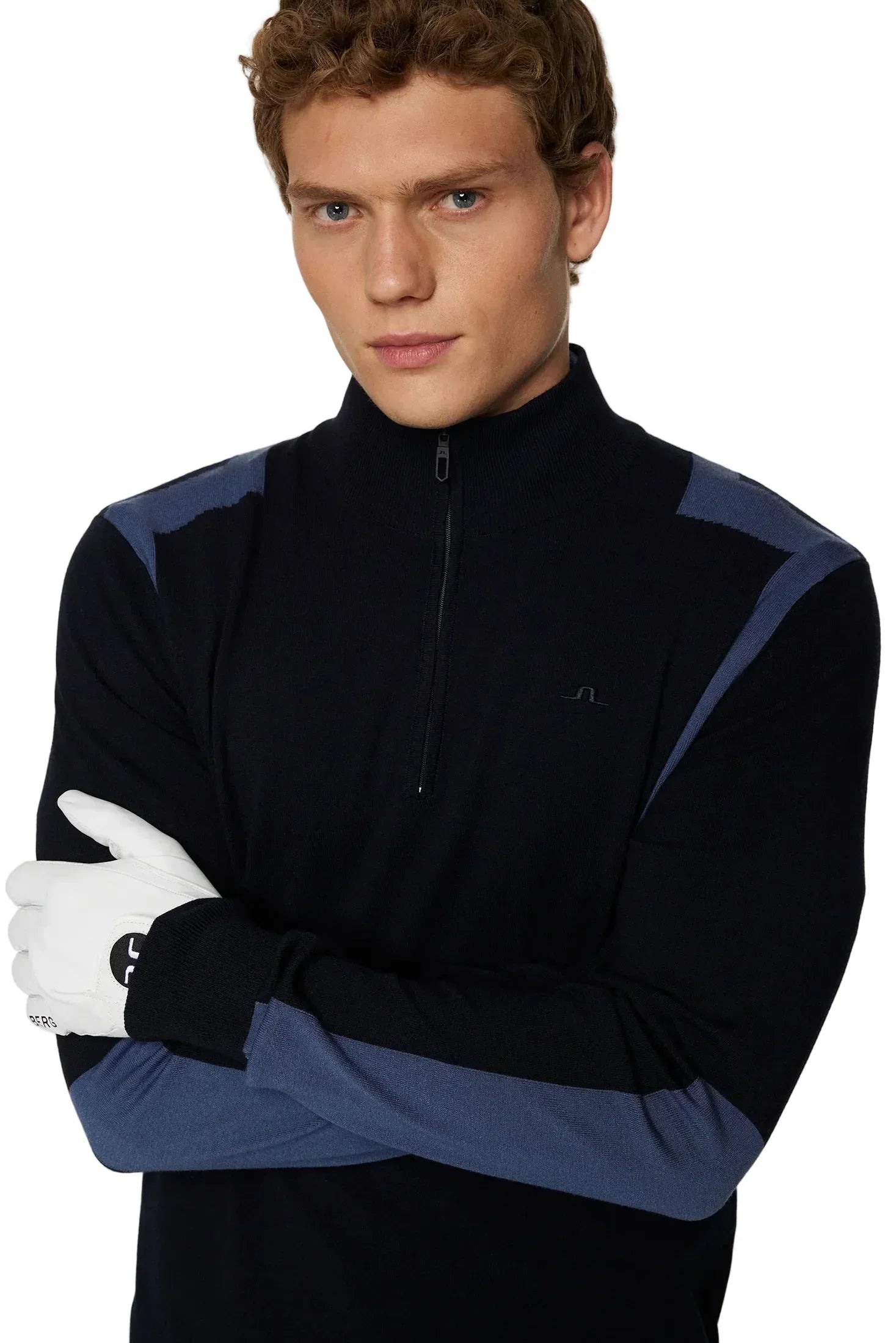 J.Lindeberg Męski Sweter Kendrick Knitted Zip Granatowy - Epic Golf