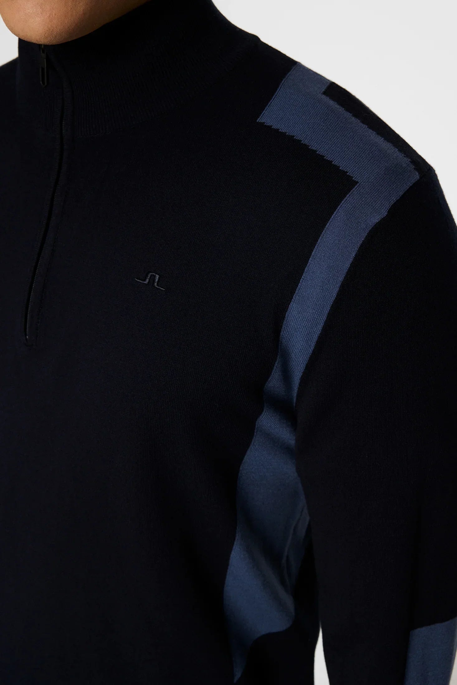 J.Lindeberg Męski Sweter Kendrick Knitted Zip Granatowy - Epic Golf
