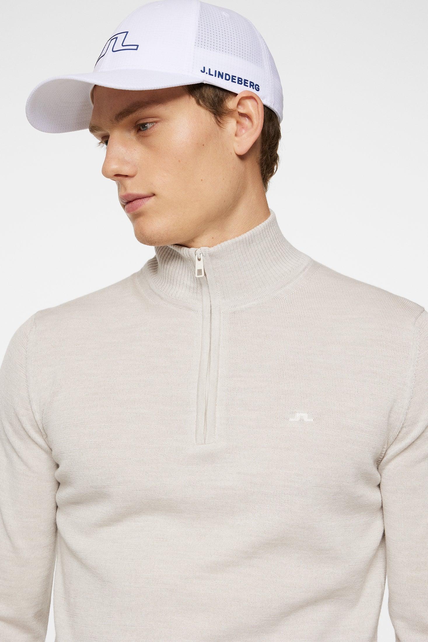 J.Lindeberg Męski Sweter Merino Kian Zipped Moonbeam - Epic Golf