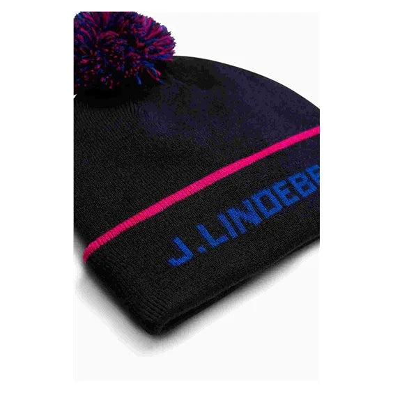 J. Lindeberg Męska Czapka Zimowa Stripe Beanie Granatowa - Epic Golf