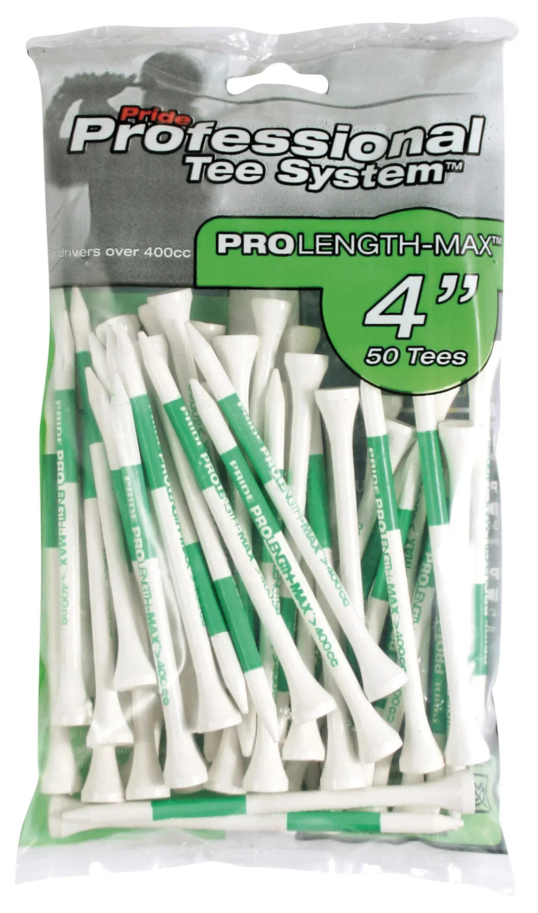 Pride Golf PTS 4-0" Bags of 50 Tees Green - Epic Golf