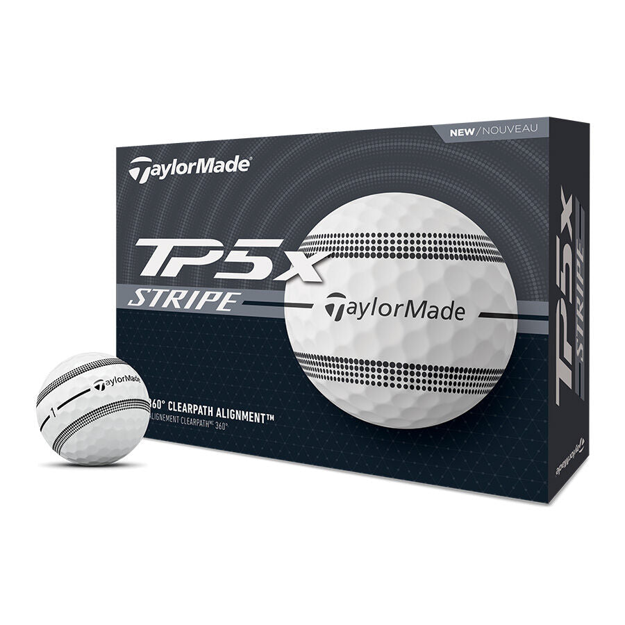 Taylormade Piłki TP5X Stripe White, 12 sztuk