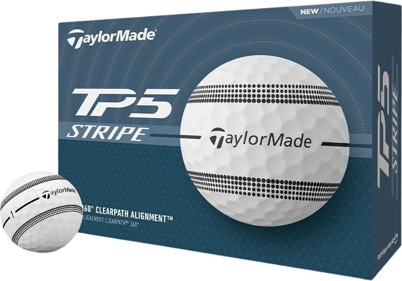 Taylormade Piłki TP5 Stripe White, 12 sztuk