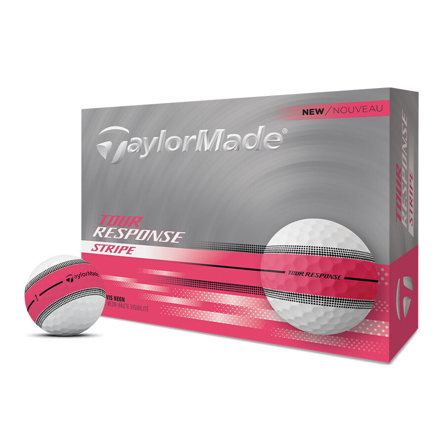 Taylormade Piłki Tour Response Stripe Neon Pink, 12 sztuk