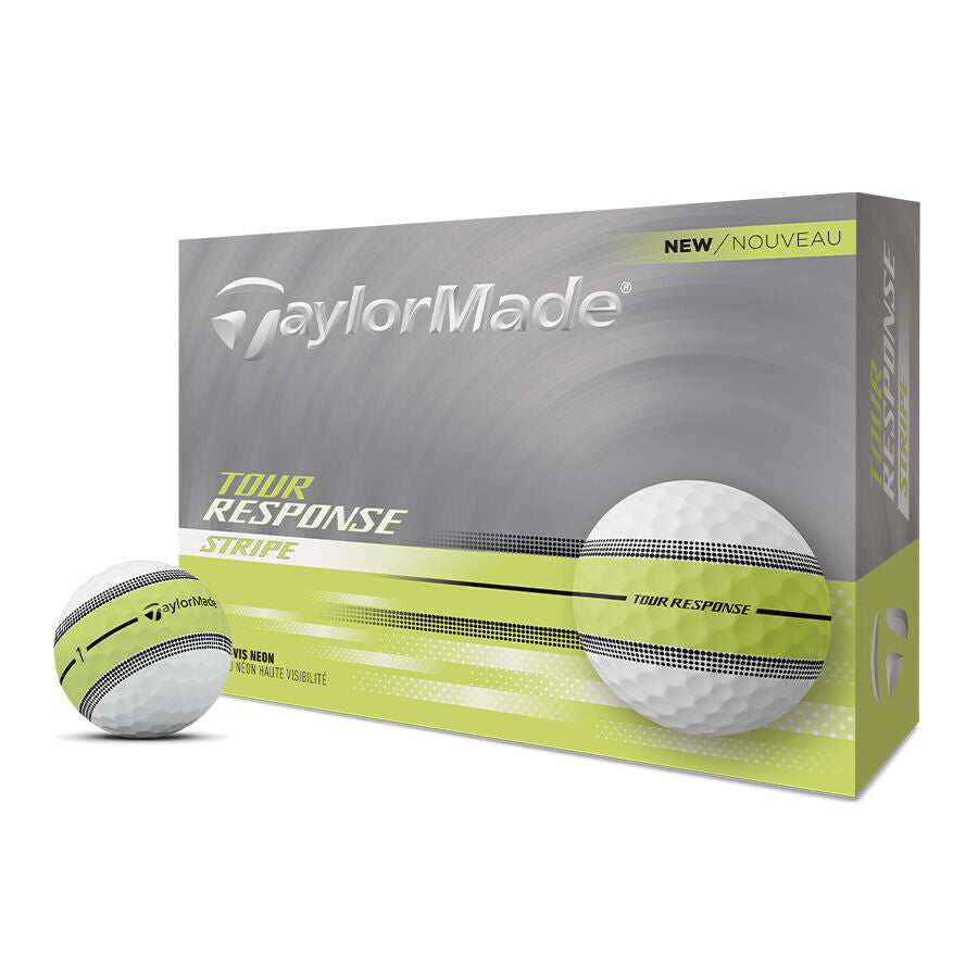 Taylormade Piłki Tour Response Stripe Neon Yellow, 12 sztuk