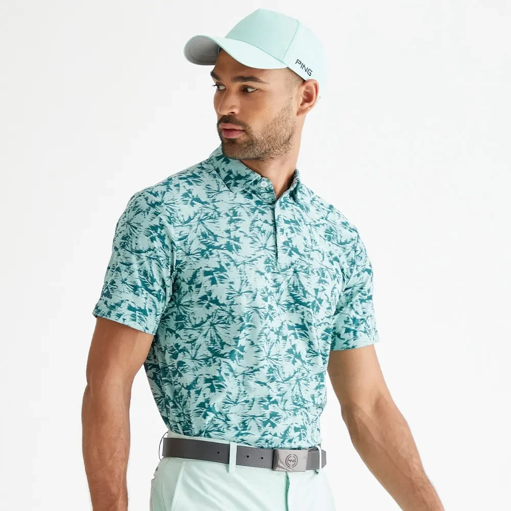 Ping Męskie Polo Diego Cornflower Green Multi - Epic Golf