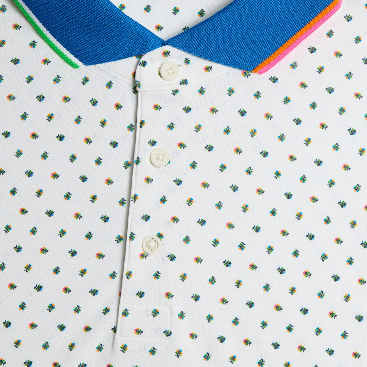 G/Fore Męskie Polo Ditsy Floral Tech Piqué White - Epic Golf