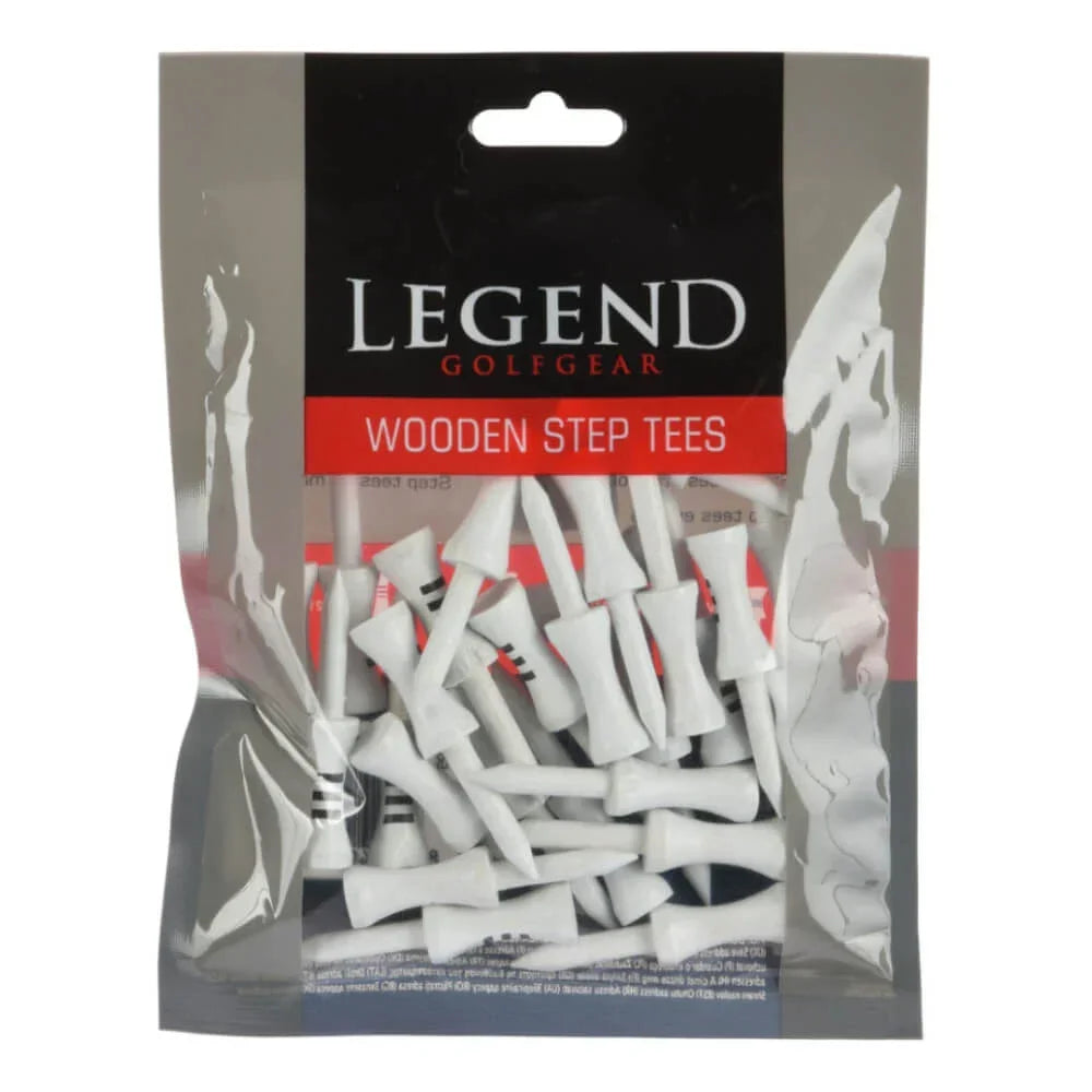 Legend Wooden Step Tees 50mm White/Black - Epic Golf