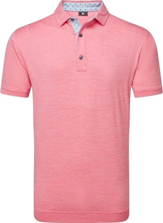 Footjoy Męskie Polo Heather Lisle with Trim Pink Lemonade - Epic Golf