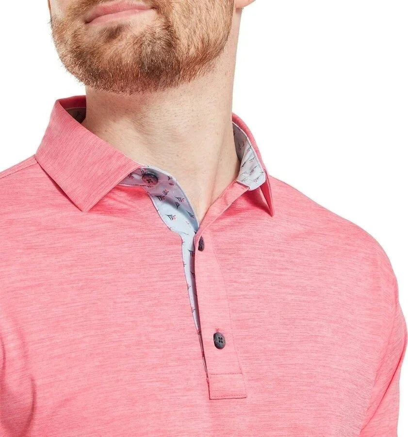 Footjoy Męskie Polo Heather Lisle with Trim Pink Lemonade - Epic Golf