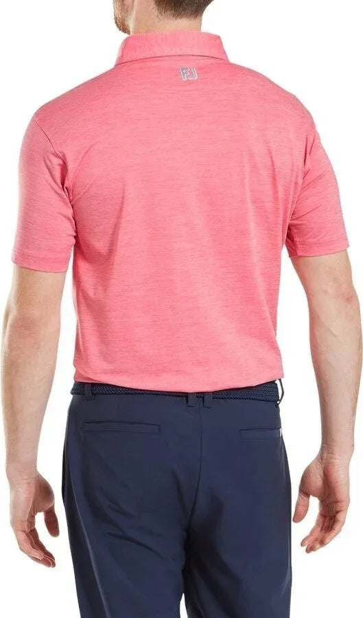Footjoy Męskie Polo Heather Lisle with Trim Pink Lemonade - Epic Golf
