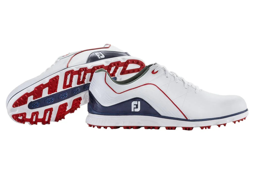 Footjoy Pro SL White/Navy/Red- Męskie Buty Golfowe - Epic Golf
