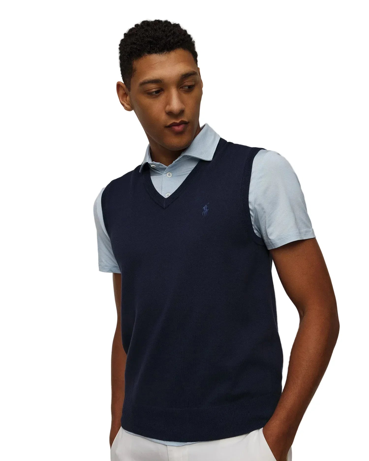 Ralph Lauren Sweater Vest- Granatowa Kamizelka Męska - Epic Golf
