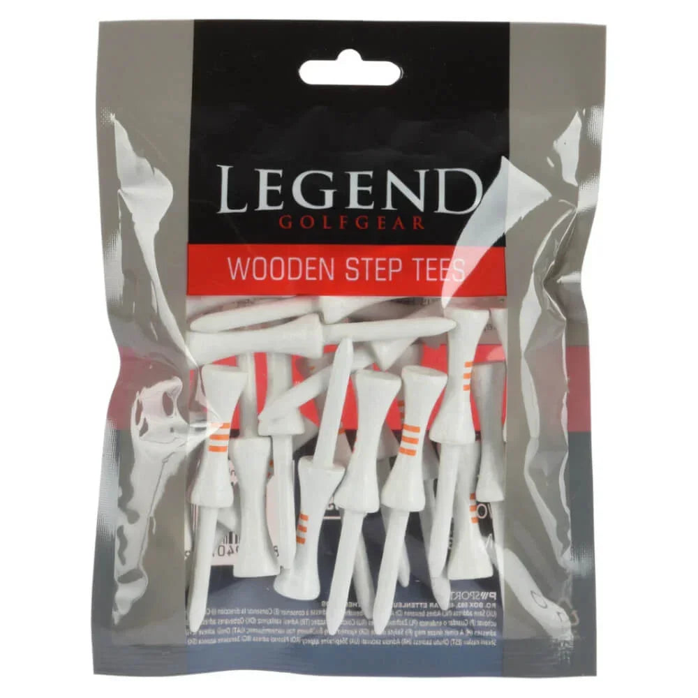 Legend Wooden Step Tees 70mm White/Orange - Epic Golf
