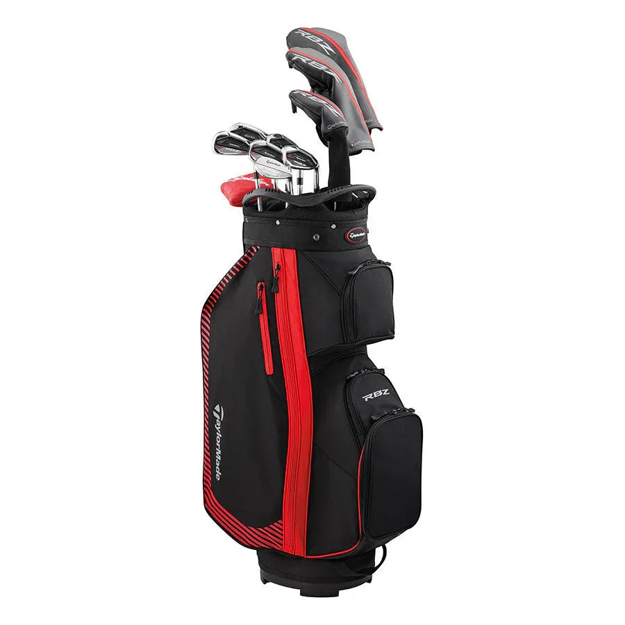 Zestaw kijów golfowych TaylorMade RBZ SpeedLite w czarno-czerwonej torbie golfowej