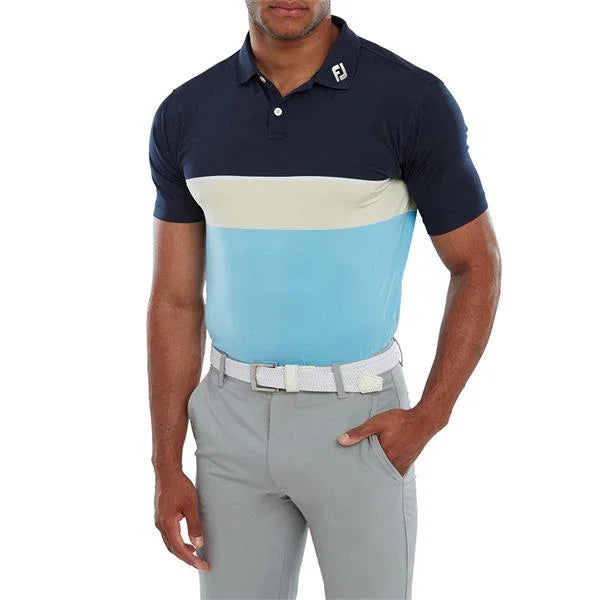 Footjoy Colour Theory Navy/White Polo Męskie - Epic Golf