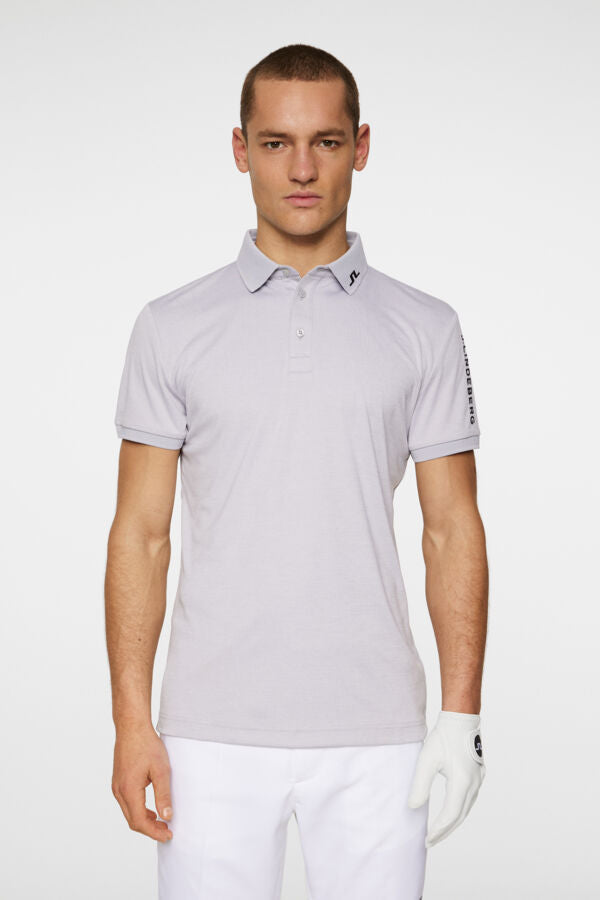 J. Lindeberg Męskie Polo Tour Tech Light Grey Melange