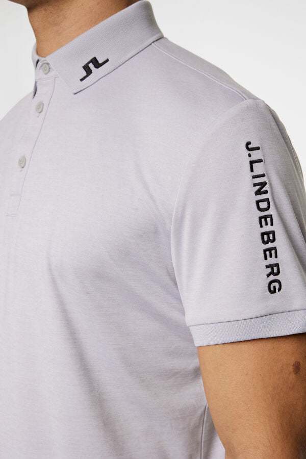 J. Lindeberg Męskie Polo Tour Tech Light Grey Melange