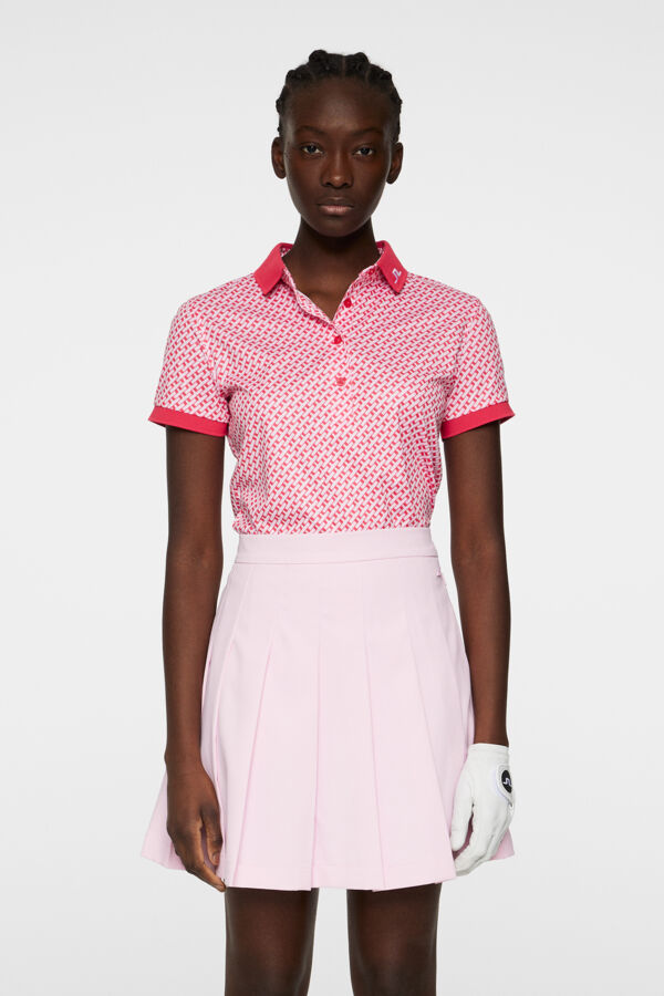 J. Lindeberg Damskie Polo Tour Tech Print Geo Pink