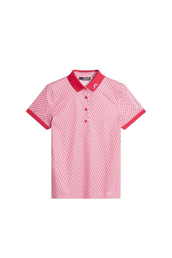 J. Lindeberg Damskie Polo Tour Tech Print Geo Pink